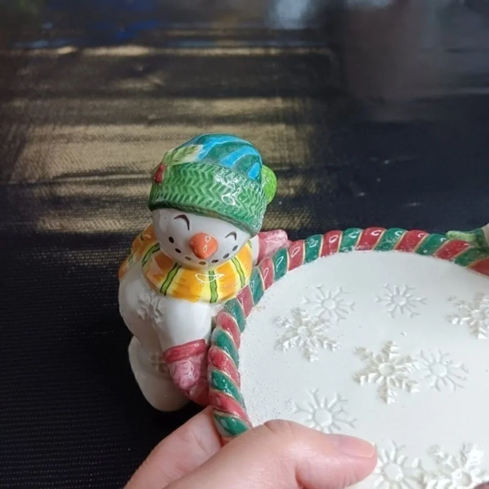 Fitz Floyd Snowman Candle Holder Christmas Ceramic‎ Winter Decor Repaired